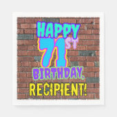 Serviette En Papier 71e anniversaire ~ Amusant, Graffiti urbain inspir (Devant)