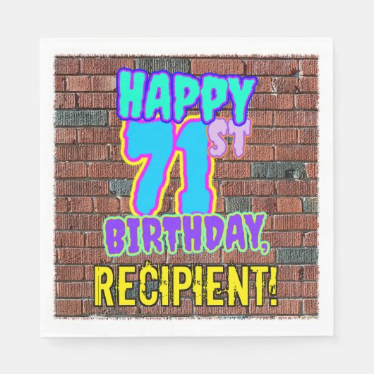 Serviette En Papier 71e anniversaire ~ Amusant, Graffiti urbain inspir (Devant)