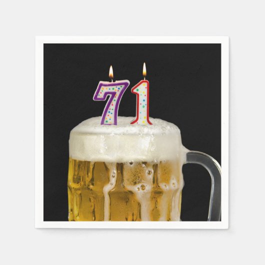 Serviette En Papier 71e Anniversaire Bière en noir (Devant)