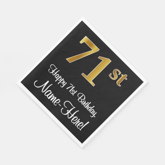 Serviette En Papier 71e anniversaire ~ Elégant Luxueux Faux Gold Look (Coin)