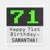 Serviette En Papier 71e anniversaire - Nerdy / Geeky Style "71" & Nom (Devant)