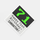 Serviette En Papier 71e anniversaire - Nerdy / Geeky Style "71" & Nom (Coin)