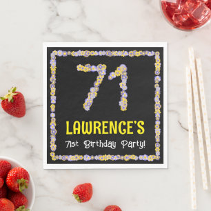 Serviette En Papier 71e Anniversaire : Nombre de fleurs florales, nom 