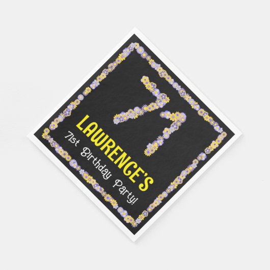 Serviette En Papier 71e Anniversaire : Nombre de fleurs florales, nom (Coin)