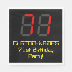 Serviette En Papier 71e anniversaire : Rouge Digital Clock Style "71"