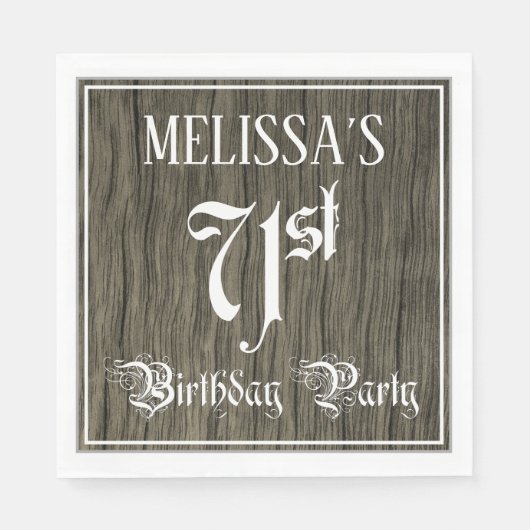 Serviette En Papier 71e fête d'anniversaire — Script fantaisie, Faux W (Devant)