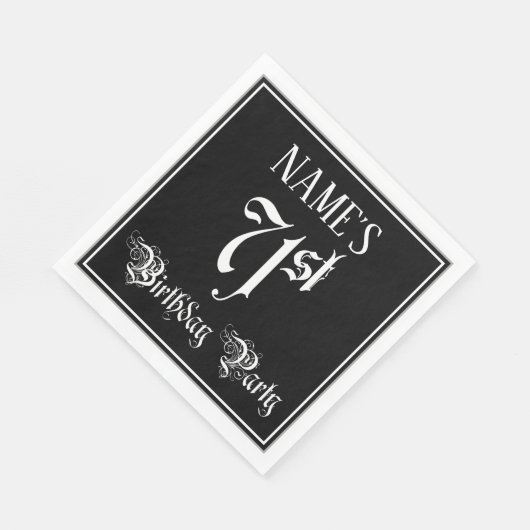 Serviette En Papier 71e fête d'anniversaire — Script fantaisie + Nom p (Coin)