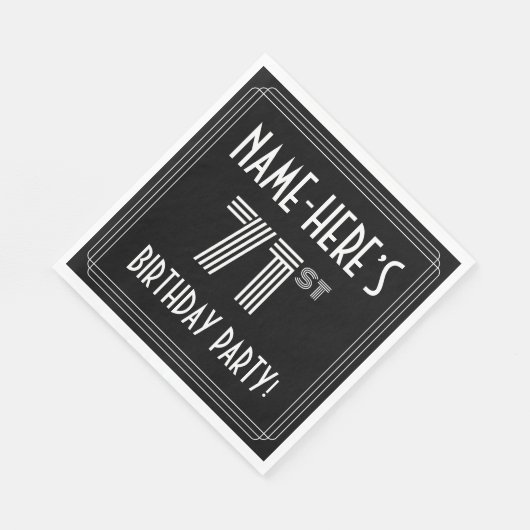Serviette En Papier 71e fête d'anniversaire : Style Art Déco + Nom per (Coin)