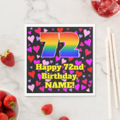 Serviette En Papier 72e anniversaire : Amour Hearts Motif, Arc-en-ciel (En situation)