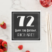 Serviette En Papier 72e anniversaire ~ Art Déco Inspiré Look "72", Nom (En situation)