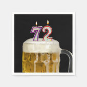 Serviette En Papier 72e Anniversaire Bière en noir (Devant)