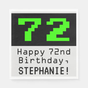 Serviette En Papier 72e anniversaire - Nerdy / Geeky Style "72" & Nom