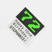 Serviette En Papier 72e anniversaire - Nerdy / Geeky Style "72" & Nom (Coin)