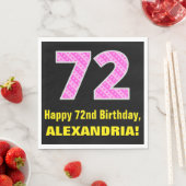 Serviette En Papier 72e anniversaire : Pink Stripes and Hearts "72" +  (En situation)