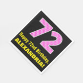 Serviette En Papier 72e anniversaire : Pink Stripes and Hearts "72" +  (Coin)