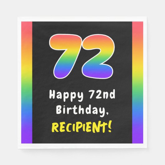 Serviette En Papier 72e anniversaire : Rainbow Spectrum # 72, Nom pers (Devant)