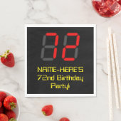 Serviette En Papier 72e anniversaire : Rouge Digital Clock Style "72"  (En situation)