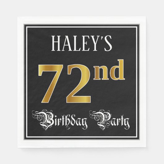 Serviette En Papier 72e fête d'anniversaire — Script fantaisie, Faux G (Devant)