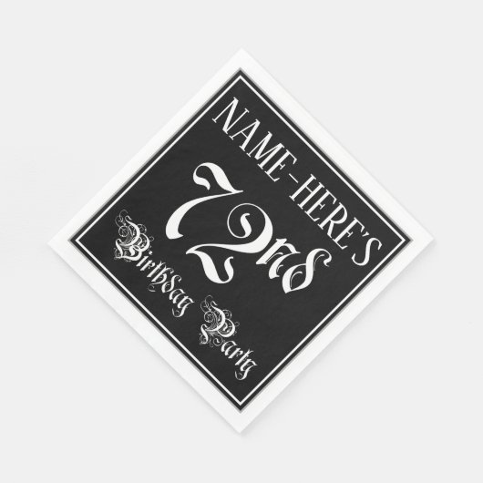 Serviette En Papier 72e fête d'anniversaire — Script fantaisie + Nom p (Coin)