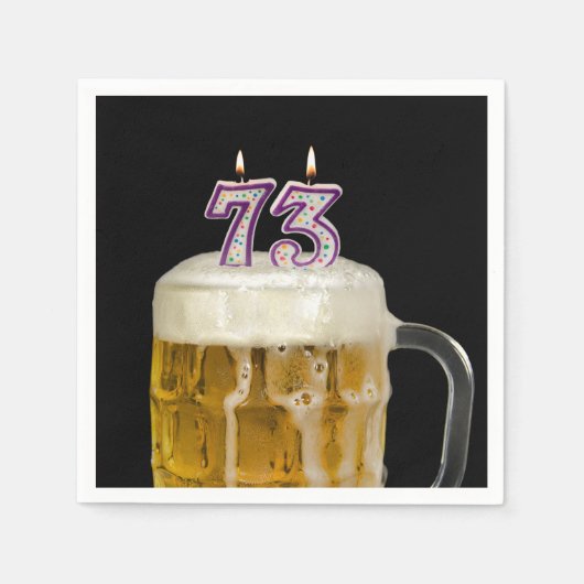 Serviette En Papier 73e anniversaire Bière sur serviettes noires (Devant)