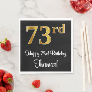Serviette En Papier 73e anniversaire ~ Elégant luxe Faux Gold Look #
