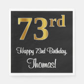 Serviette En Papier 73e anniversaire ~ Elégant luxe Faux Gold Look # (Devant)