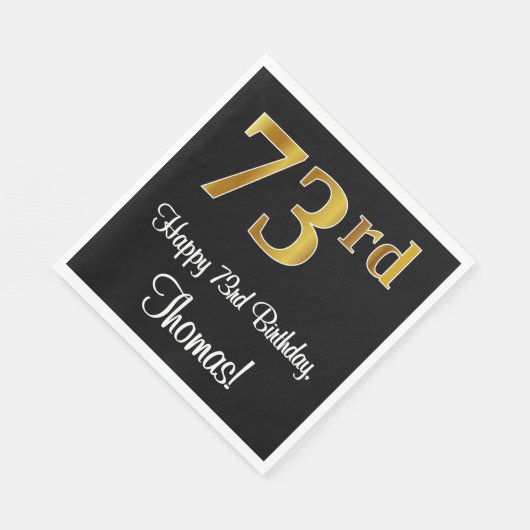 Serviette En Papier 73e anniversaire ~ Elégant luxe Faux Gold Look # (Coin)