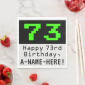 Serviette En Papier 73e anniversaire - Nerdy / Geeky Style "73" & Nom (En situation)