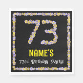 Serviette En Papier 73e Anniversaire : Nombre de fleurs florales, nom (Devant)