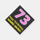 Serviette En Papier 73e anniversaire : Pink Stripes and Hearts "73" +  (Coin)