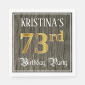 Serviette En Papier 73e fête d'anniversaire — Faux Gold & Faux Wood Lo (Devant)