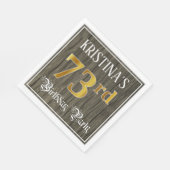 Serviette En Papier 73e fête d'anniversaire — Faux Gold & Faux Wood Lo (Coin)