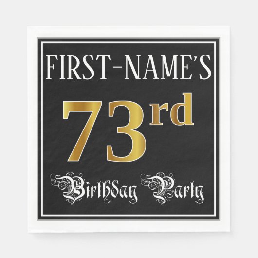 Serviette En Papier 73e fête d'anniversaire — Script fantaisie, Faux G (Devant)