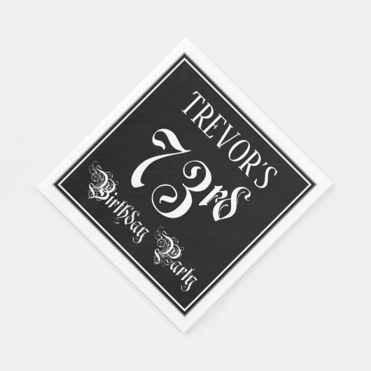 Serviette En Papier 73e fête d'anniversaire — Script fantaisie + Nom p (Coin)