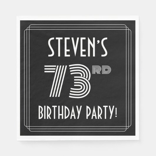 Serviette En Papier 73e fête d'anniversaire : Style Art Déco + Nom per (Devant)