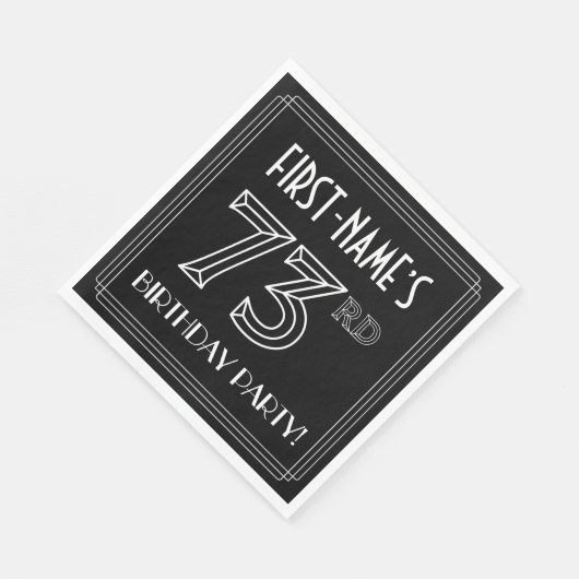 Serviette En Papier 73e fête d'anniversaire : Style Art Déco + Nom per (Coin)