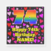 Serviette En Papier 74e anniversaire : Amour Hearts Motif, Arc en ciel (Devant)