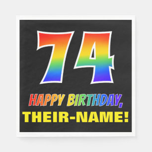Serviette En Papier 74e anniversaire : Bold, amusant, simple, arc-en-c
