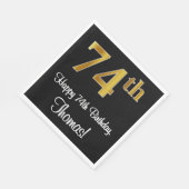 Serviette En Papier 74e anniversaire ~ Elégant Luxueux Faux Gold Look  (Coin)