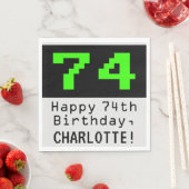 Serviette En Papier 74e anniversaire - Nerdy / Geeky Style "74" & Nom (En situation)