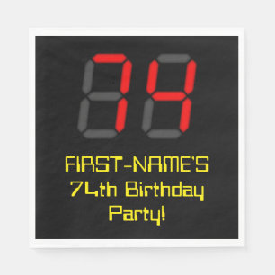 Serviette En Papier 74e anniversaire : Rouge Digital Clock Style "74" 