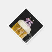 Serviette En Papier 75e Anniversaire Bière en noir (Coin)