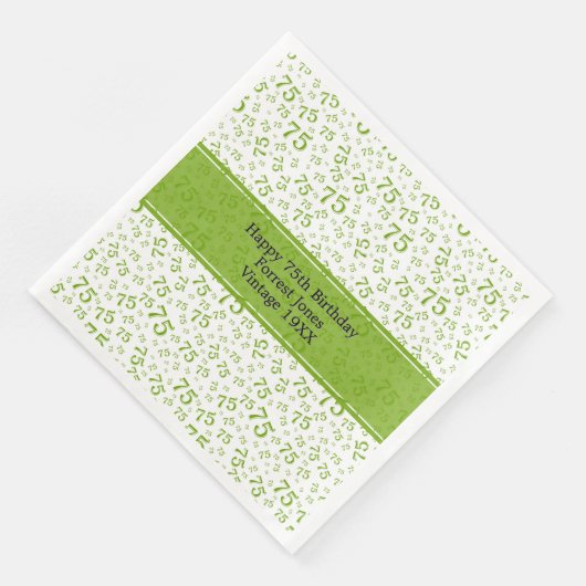 Serviette En Papier 75e anniversaire Cool Numéro Motif Bleu/Blanc (Coin)