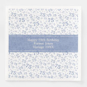 Serviette En Papier 75e anniversaire Cool Numéro Motif Bleu/Blanc (Devant)