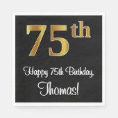 Serviette En Papier 75e anniversaire ~ Elégant Luxueux Faux Gold Look  (Devant)