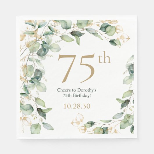 Serviette En Papier 75e anniversaire Eucalyptus (Devant)