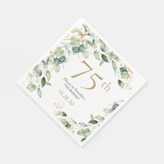 Serviette En Papier 75e anniversaire Eucalyptus (Coin)