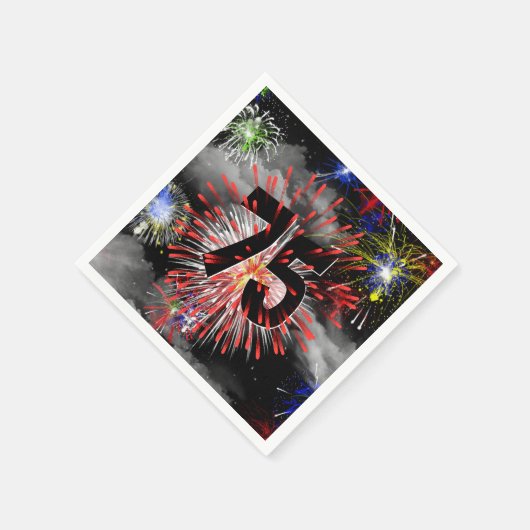 Serviette En Papier 75e anniversaire Feu d'artifice dans les nuages se (Coin)