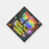 Serviette En Papier 75e anniversaire : Fun Fireworks Motif + Rainbow 7 (Coin)