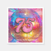 Serviette En Papier 75e anniversaire Gold Pink Parties scintillant Dis (Devant)